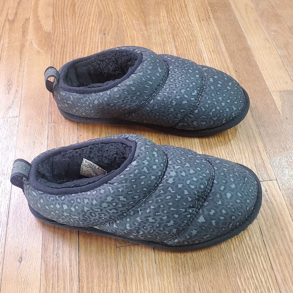 Sorel Go Bodega Run Womens Slippers‎ Sz 6 Animal Print Slip On Shoes Loafer